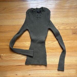 Quince Forest Green Ribbed Turtleneck Sweater